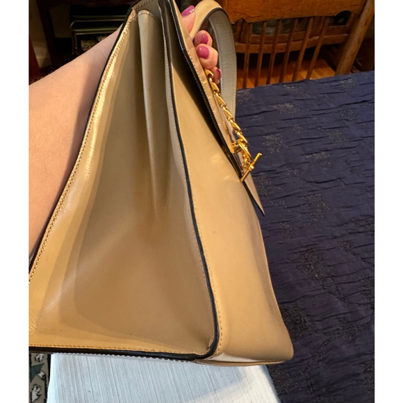Celine Beige Leather Satchel Bag with Gold Hardware - Picture 10 of 15